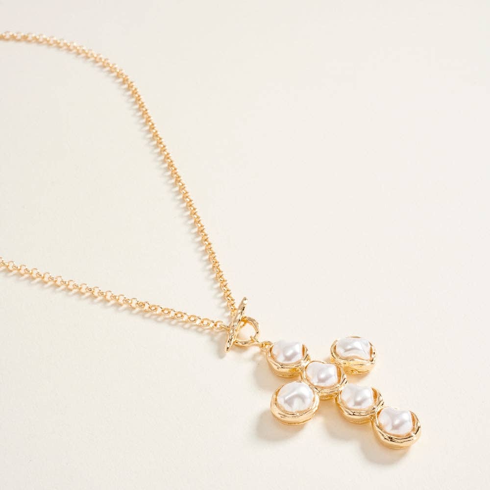 Golden Saltwater Cross Necklace