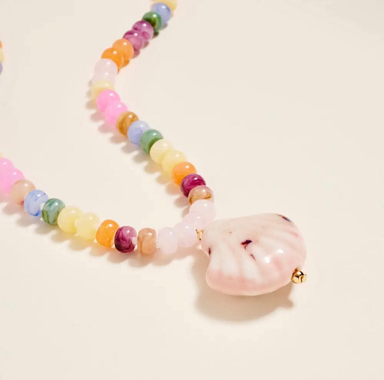 Beaded Shell Pendant Necklace