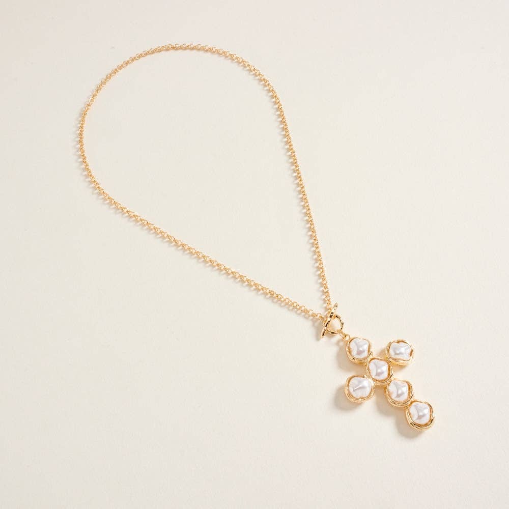 Golden Saltwater Cross Necklace