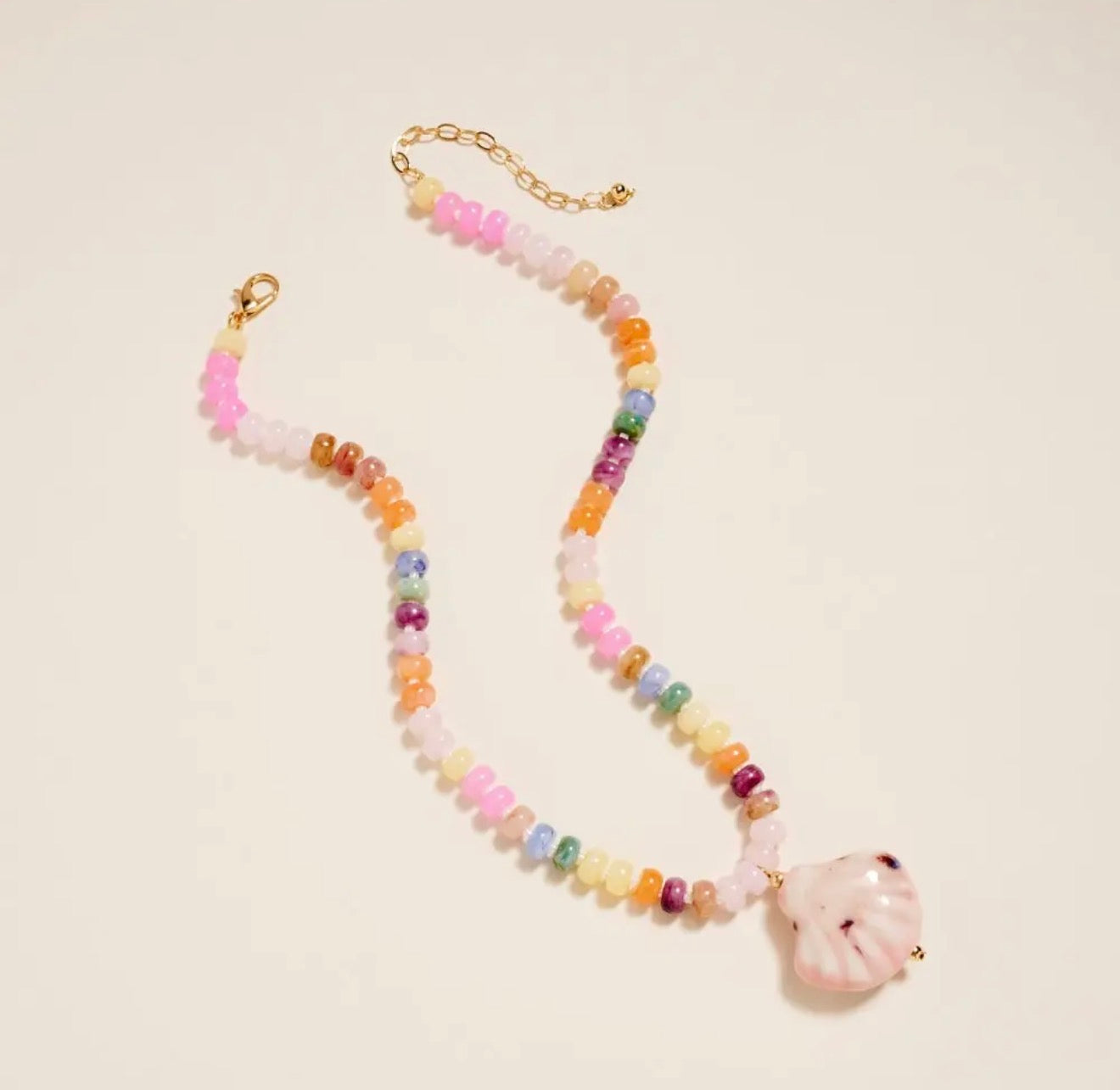 Beaded Shell Pendant Necklace